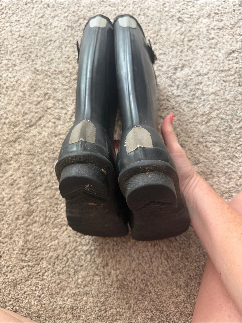 Hunter Black Gloss Kids Rain Boot (Interior View)